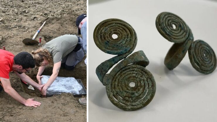 scopre in un campo arato dei particolari dischi metallici di 3.500 anni fa tesoro Güttingen