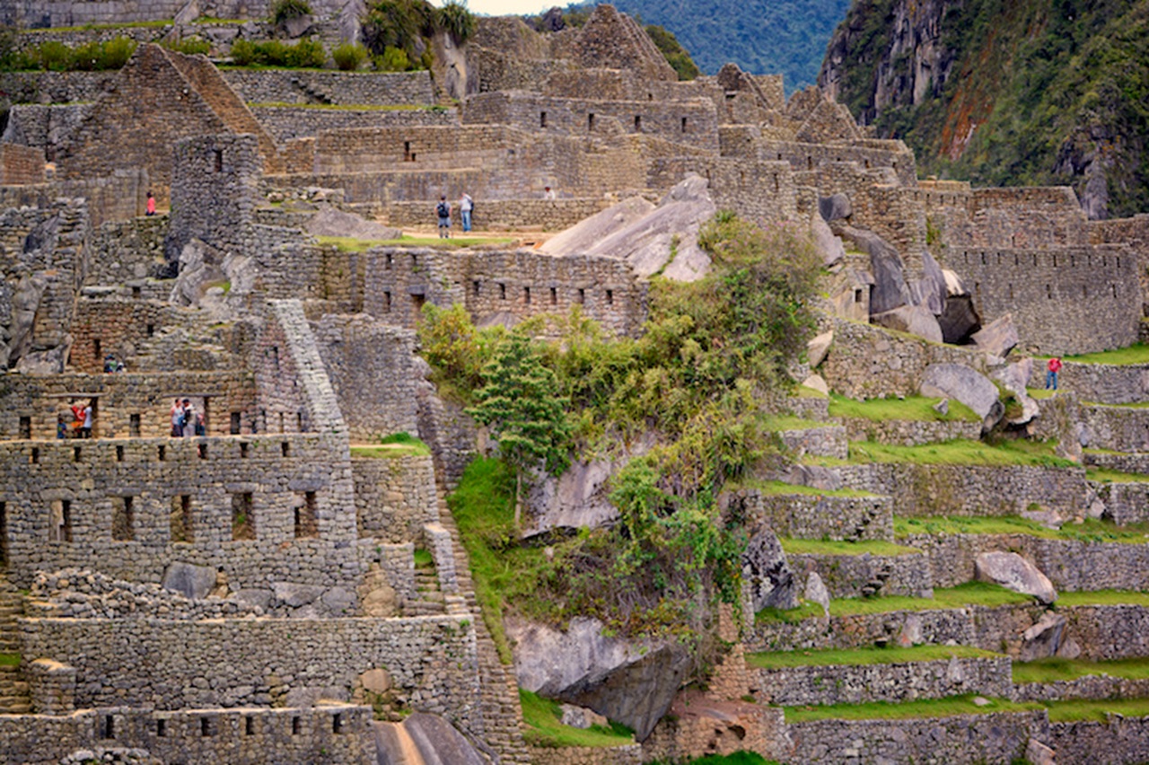 Machu Picchu dettagli strutture vicino piazza