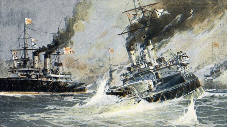 Rappresentazione Battaglia di Tsushima, conclusasi il 28 maggio 1905