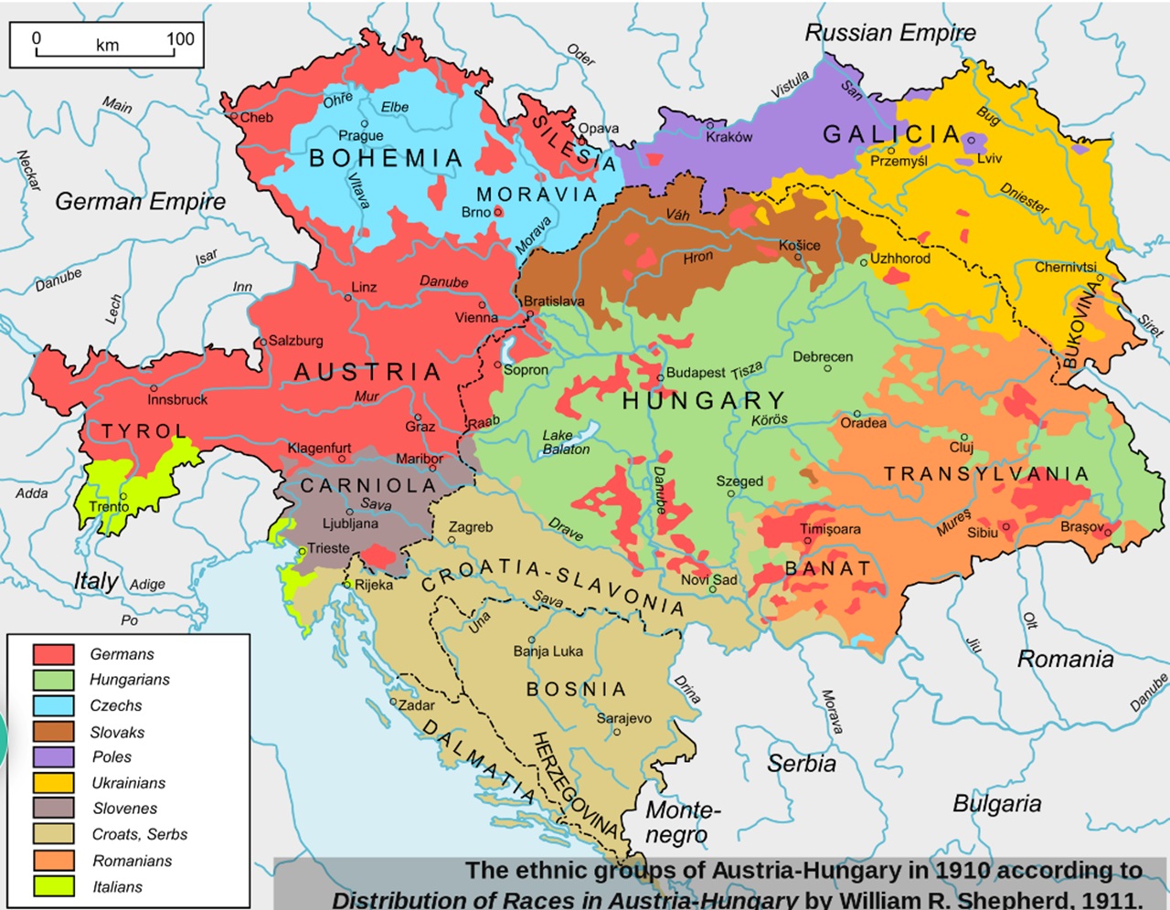 Composizione etnica Impero Austro-Ungarico, motivo alla base della mutialzione territoriale dell'Ungheria del 4 giugno 1920