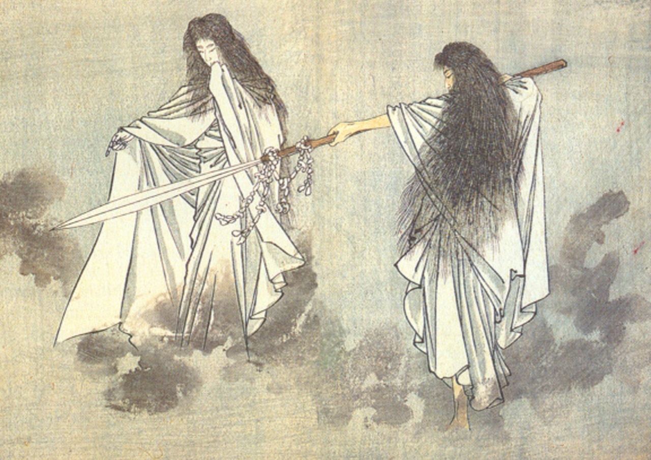 Shintoismo quadro Izanami e Izanagi