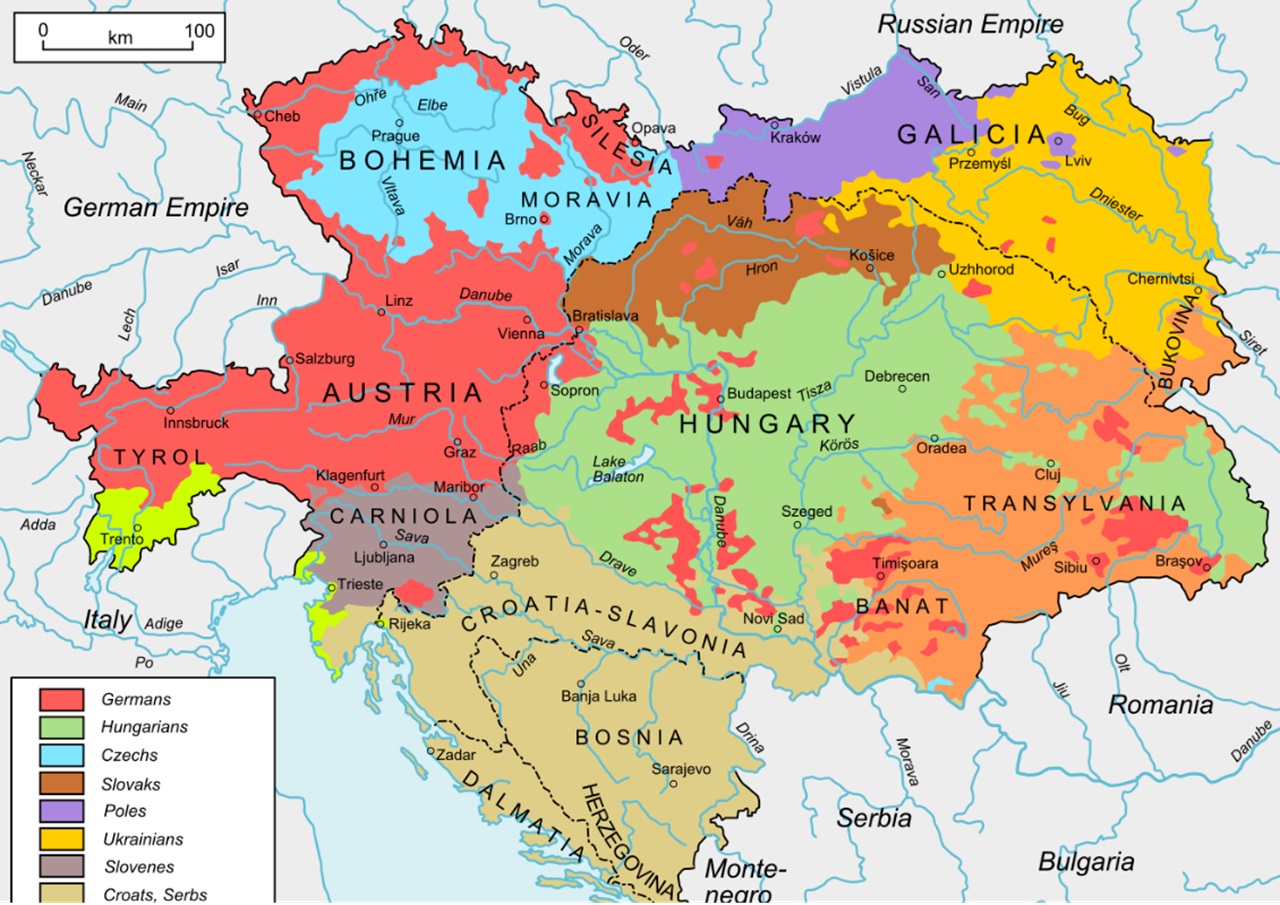composizione multietnica dell'Austria Ungheria, il motivo scatenante dell'attentato del 28 giugno 1914