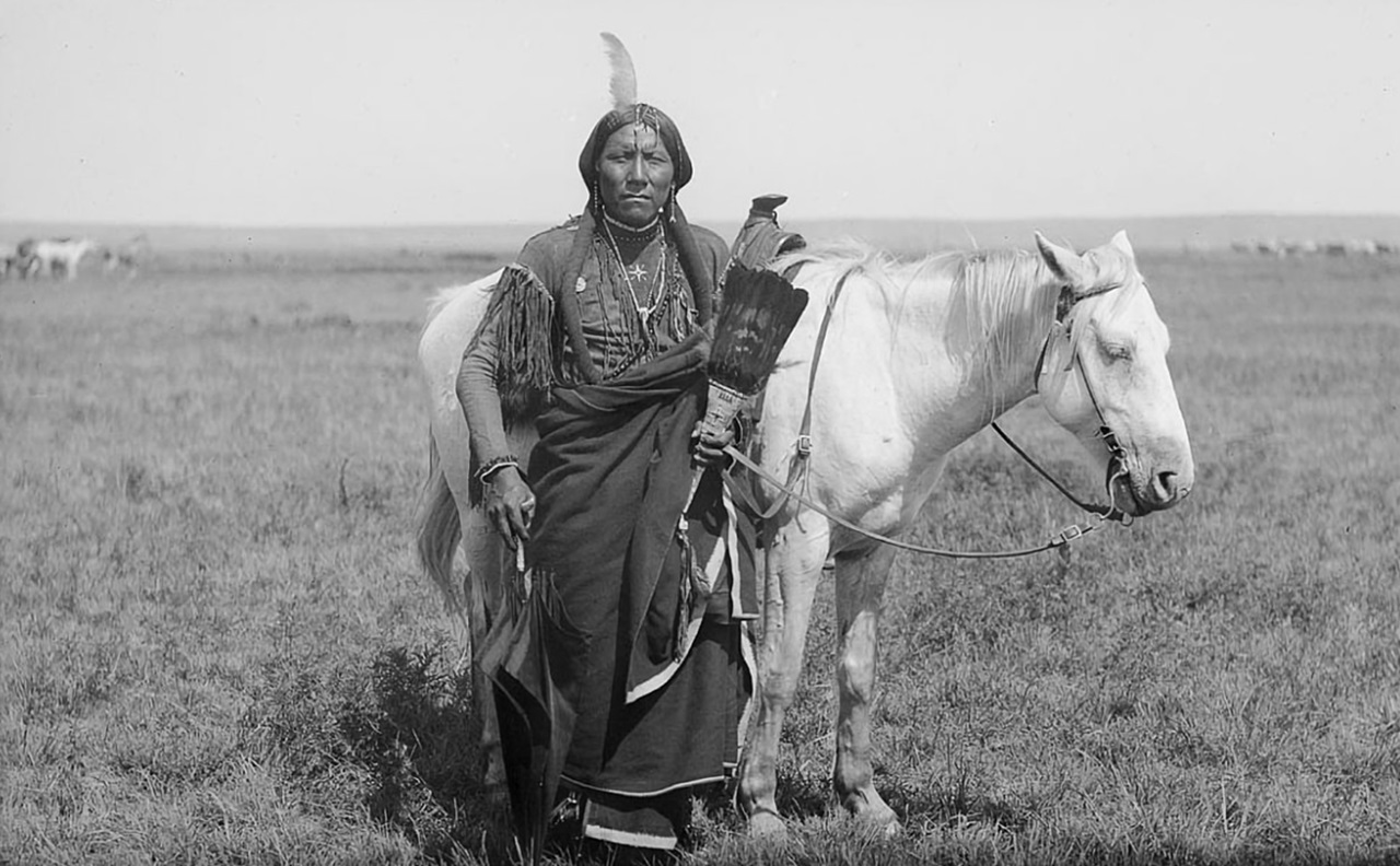 Comanche guerriero nativo con il suo cavallo