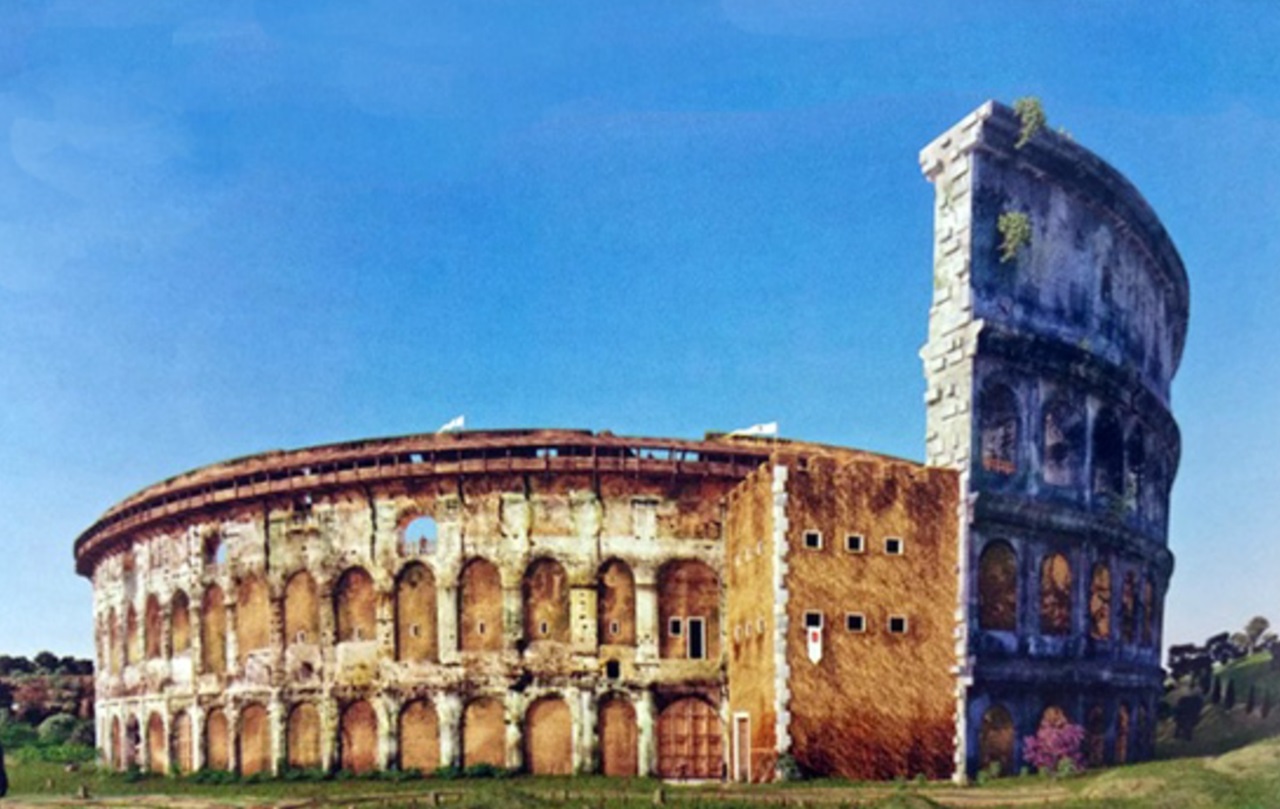 Colosseo immaginato come fortezza medievale