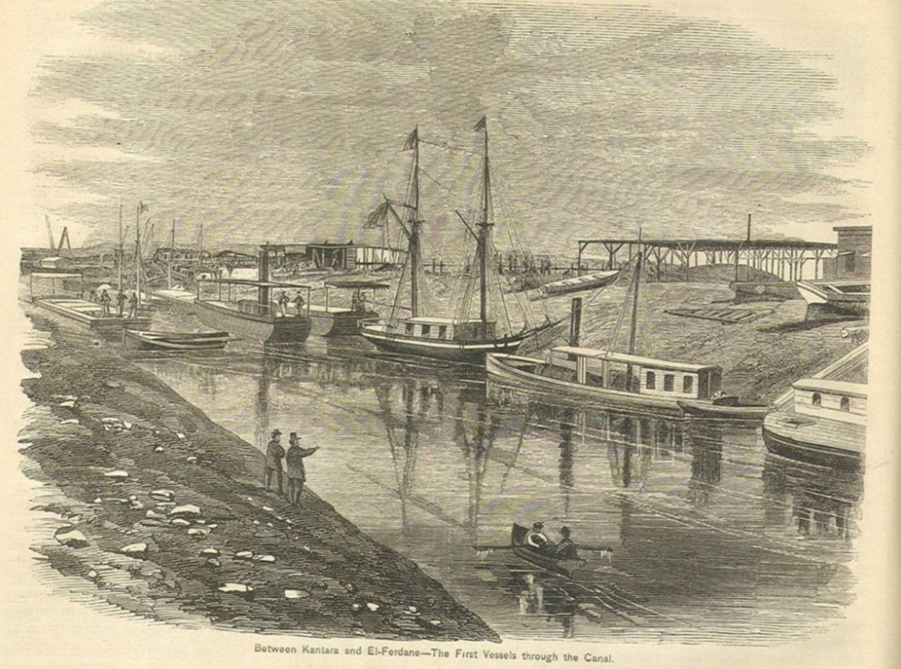 Canale di Suez disegno canale nell'Ottocento