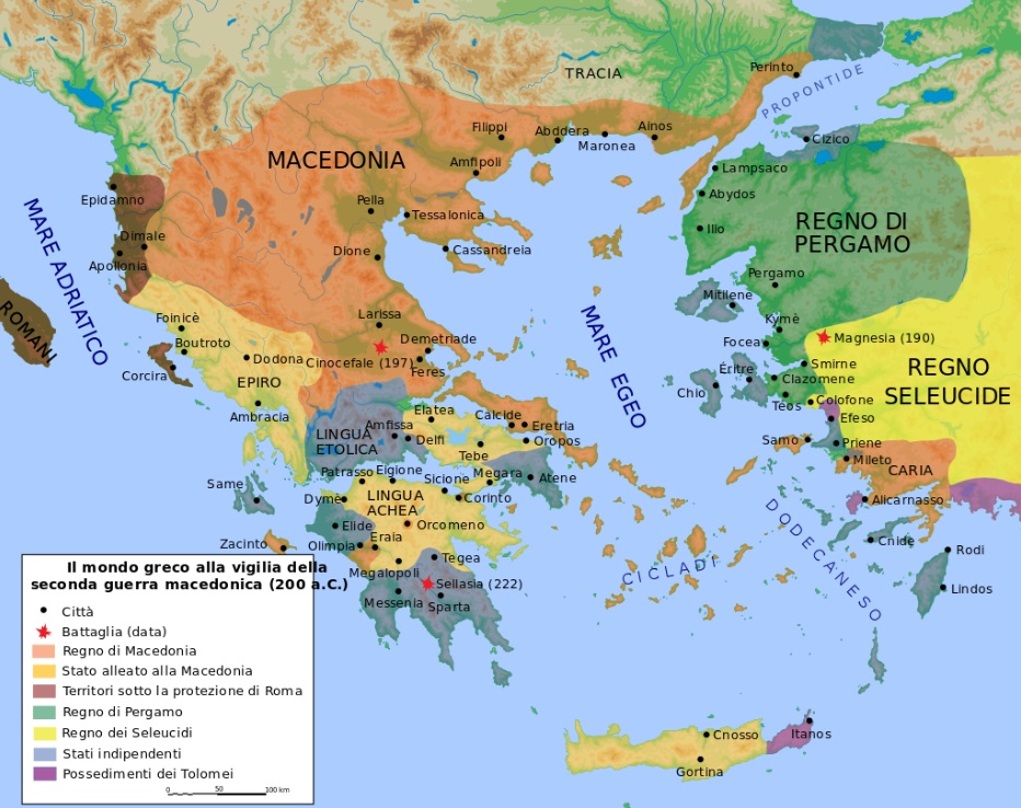 Corinto cartina Grecia dopo Seconda Guerra Macedonica