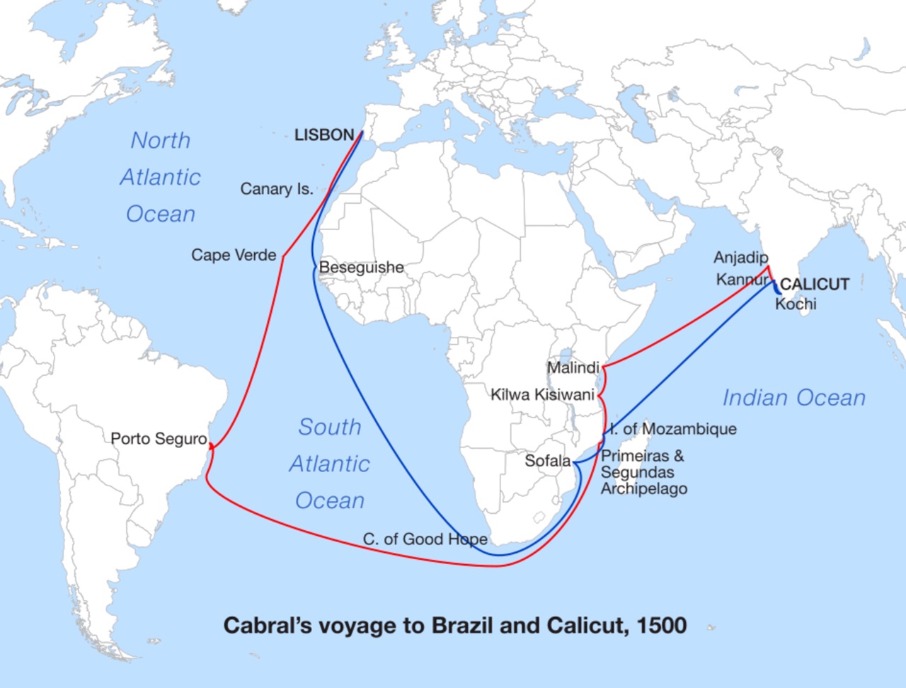 10 agosto mappa viaggio Cabral