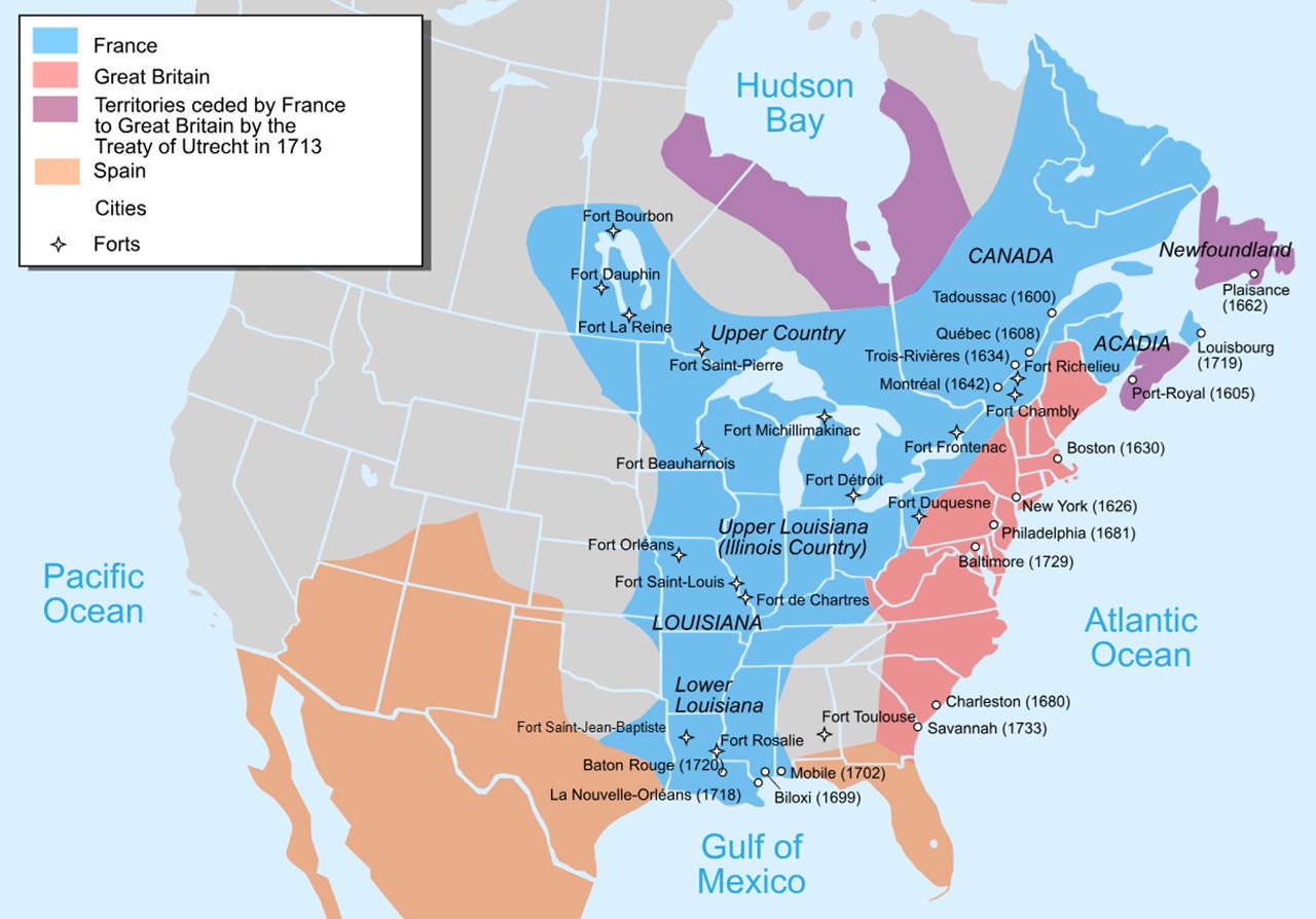 Nuova Francia cartina possedimento coloniale francese in America