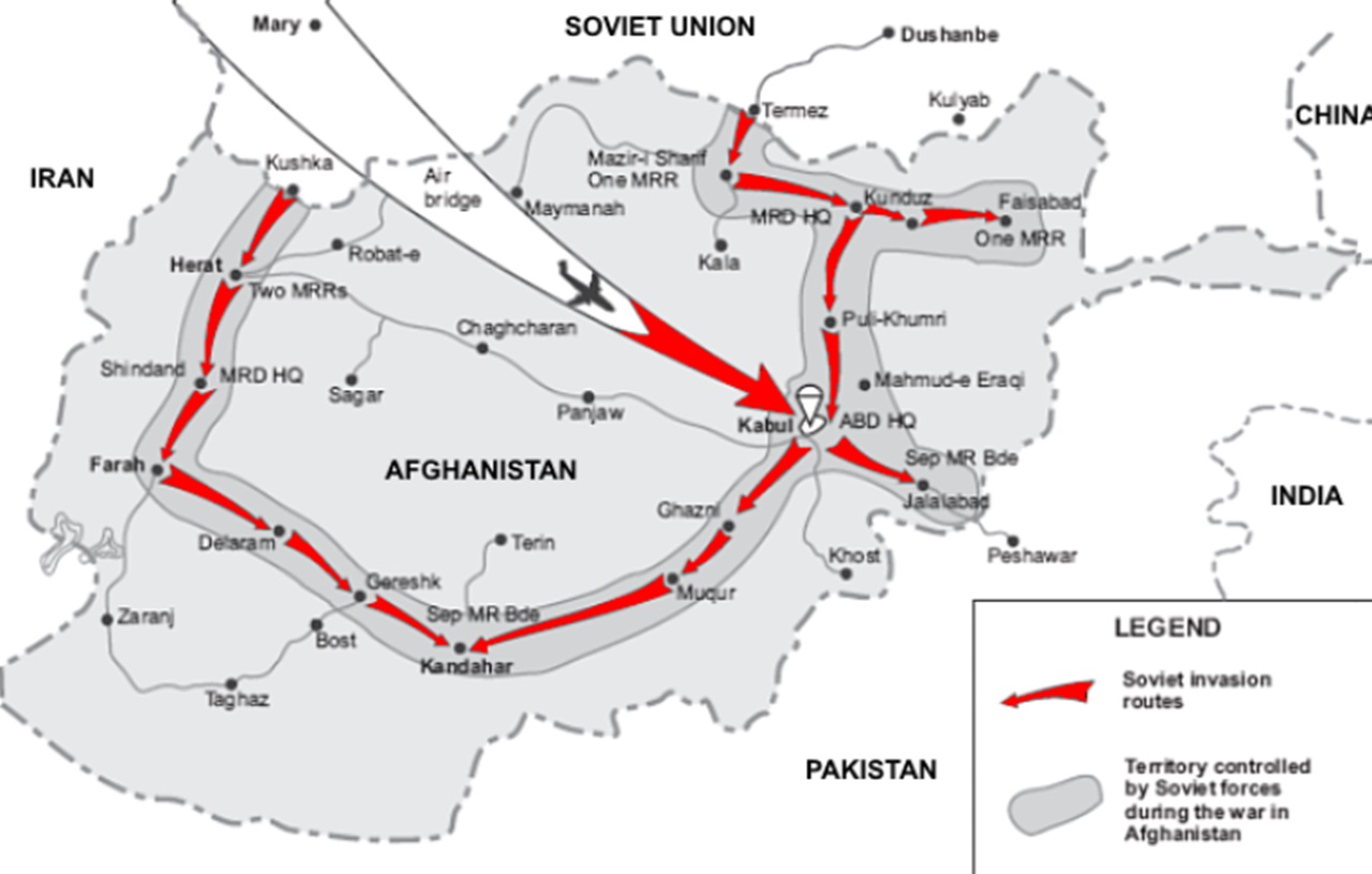 Kabul cartina invasione sovietica Afghanistan 1979