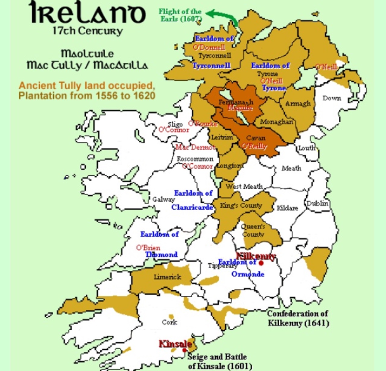 piantagioni dell'Irlanda cartina