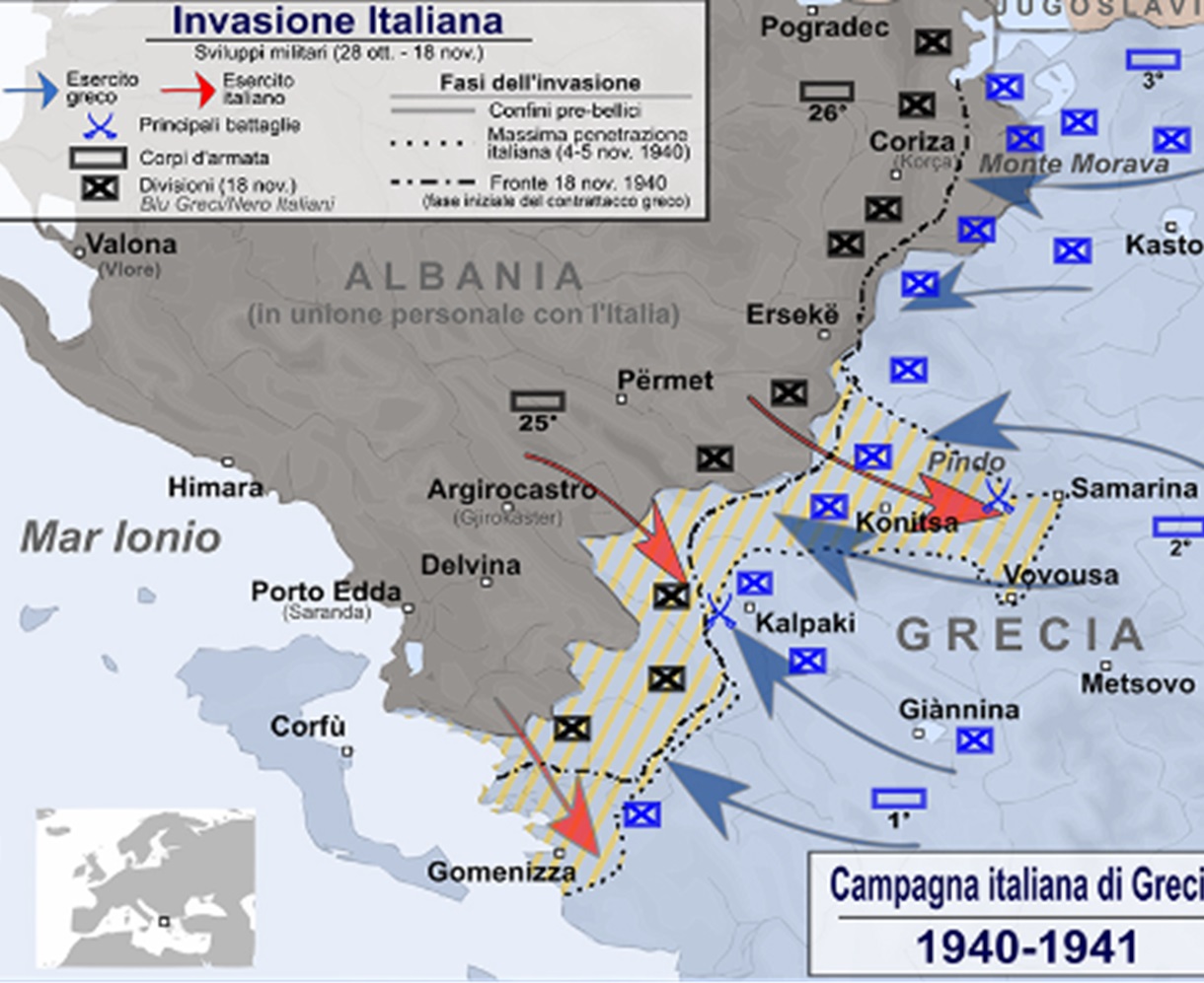 Mappa invasione della Grecia dopo il 28 ottobre 1940