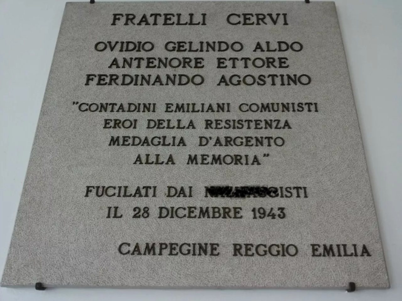 fratelli Cervi targa