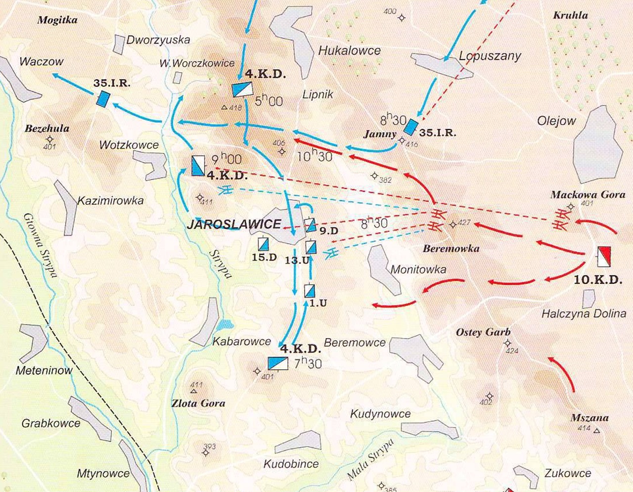 Yaroslavitsy mappa Galizia schieramenti