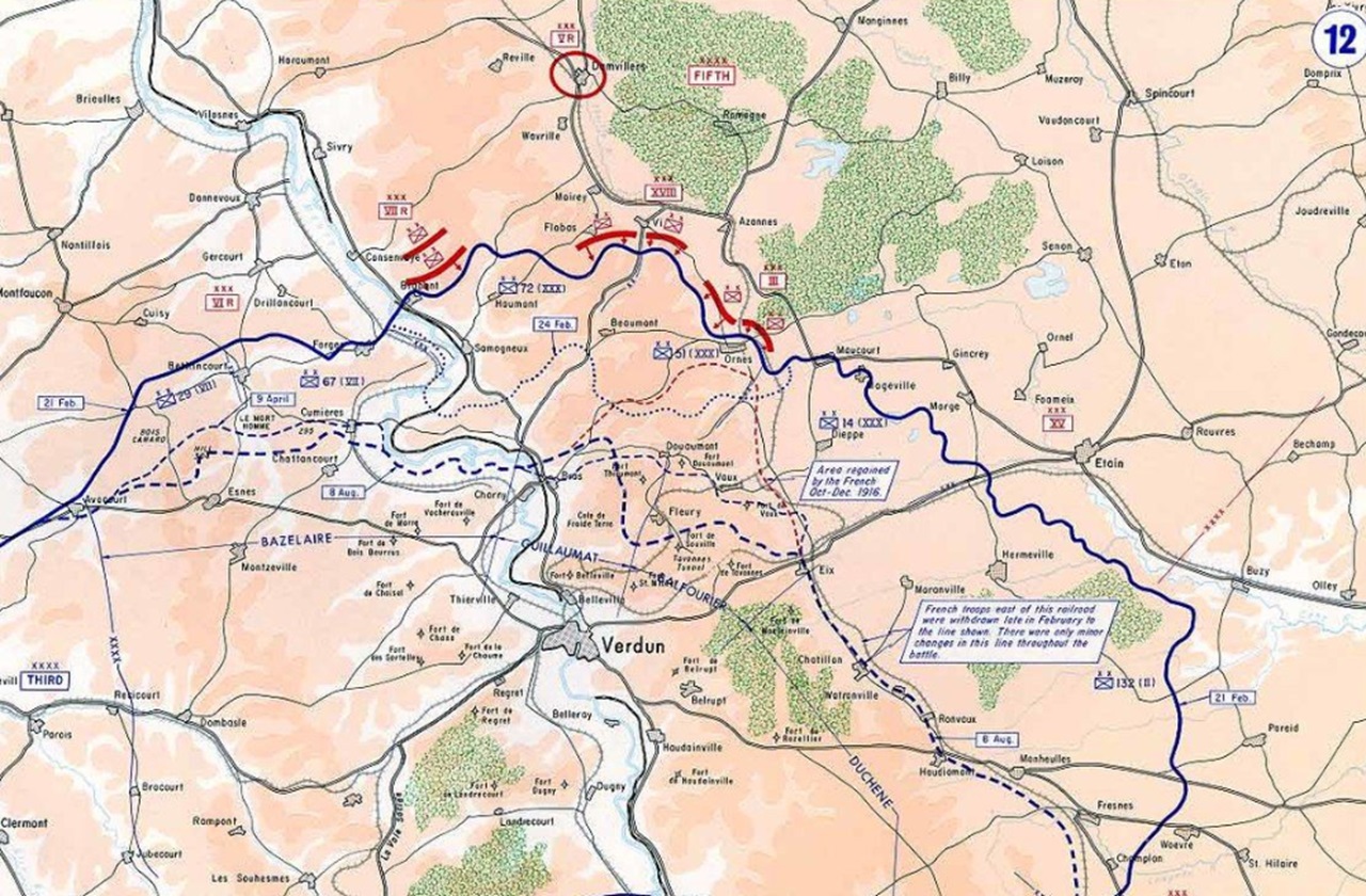 Mappa Battaglia di Verdun del 19 dicembre 1916