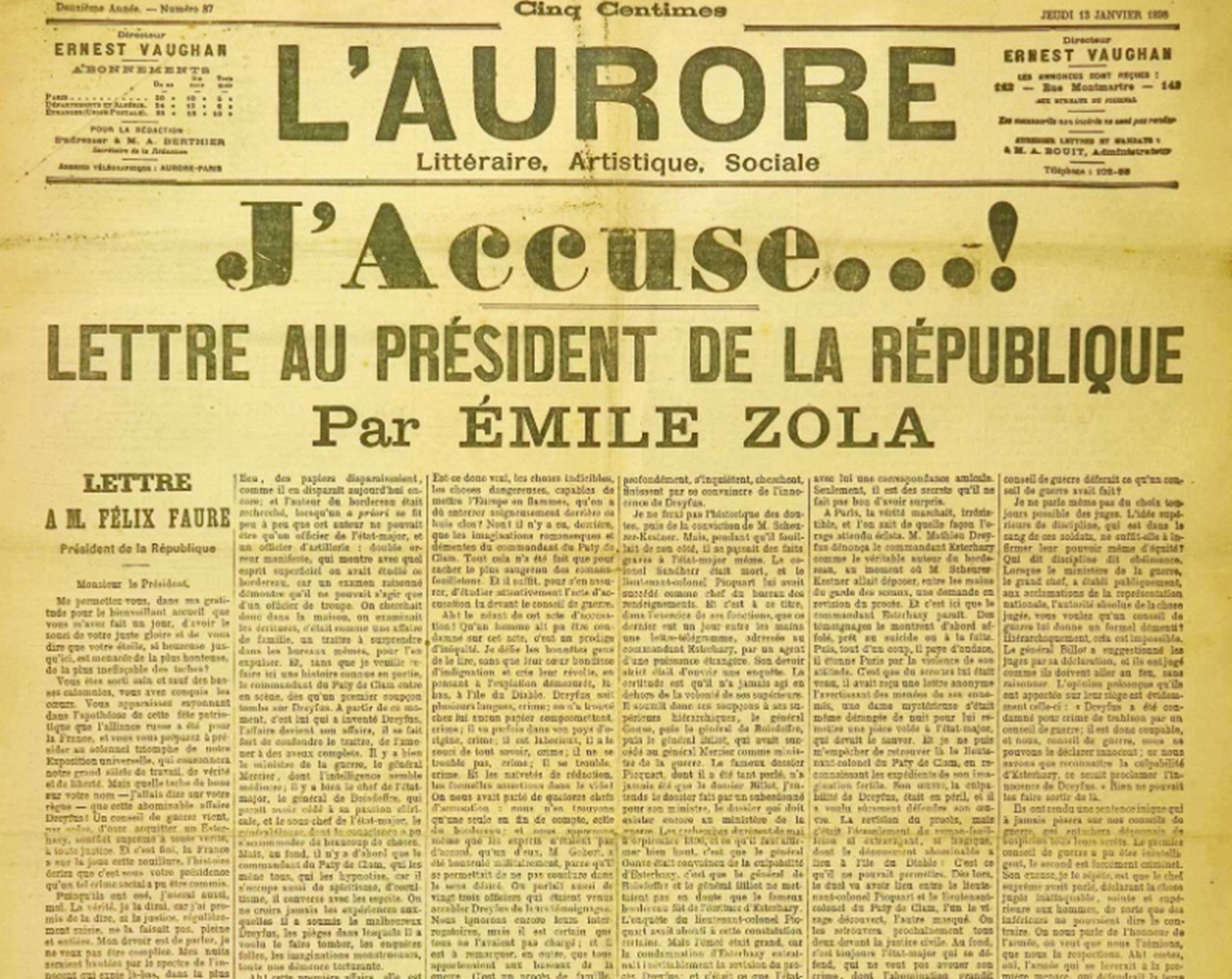 22 dicembre j'accuse di Emile Zola