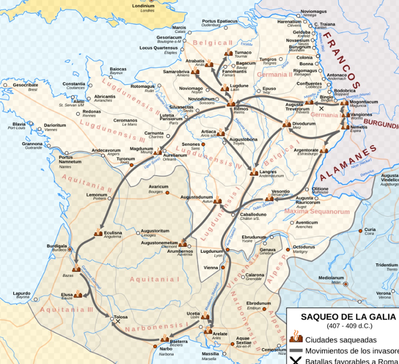 Ricostruzione invasione della Gallia dopo l'attraversamento del Reno del 31 dicembre 406