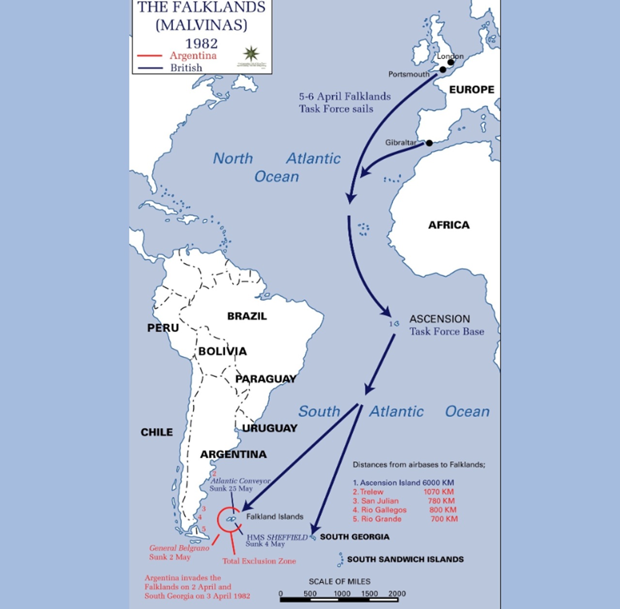 Isole Falkland mappa guerra 1982