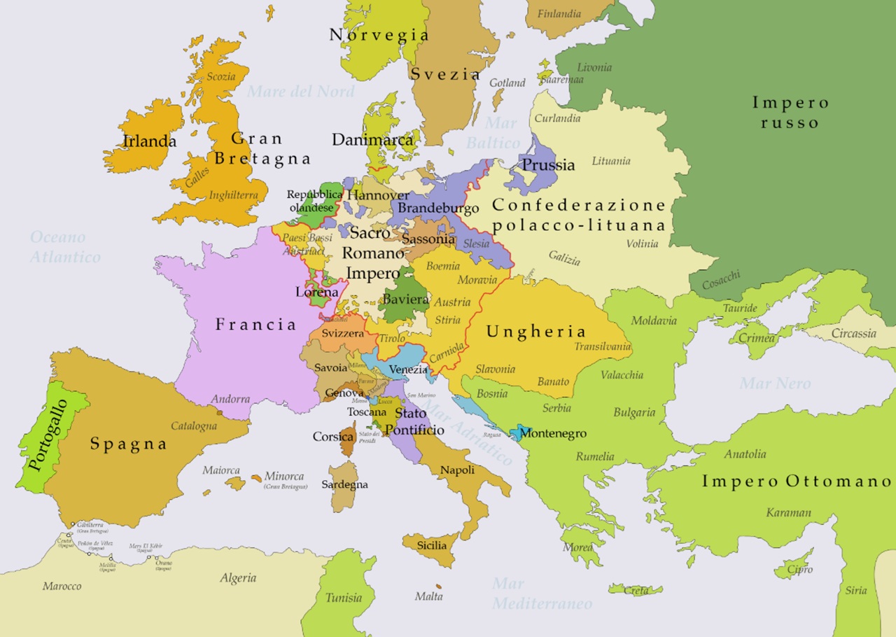 Congiura di Cellamare mappa Europa metà XVIII secolo