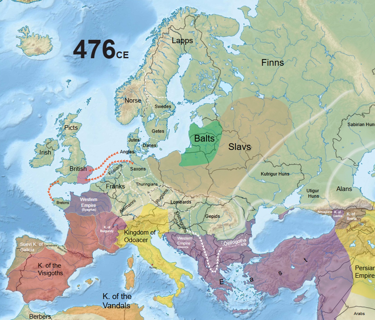 2 febbraio mappa Europa post 476 d.C.