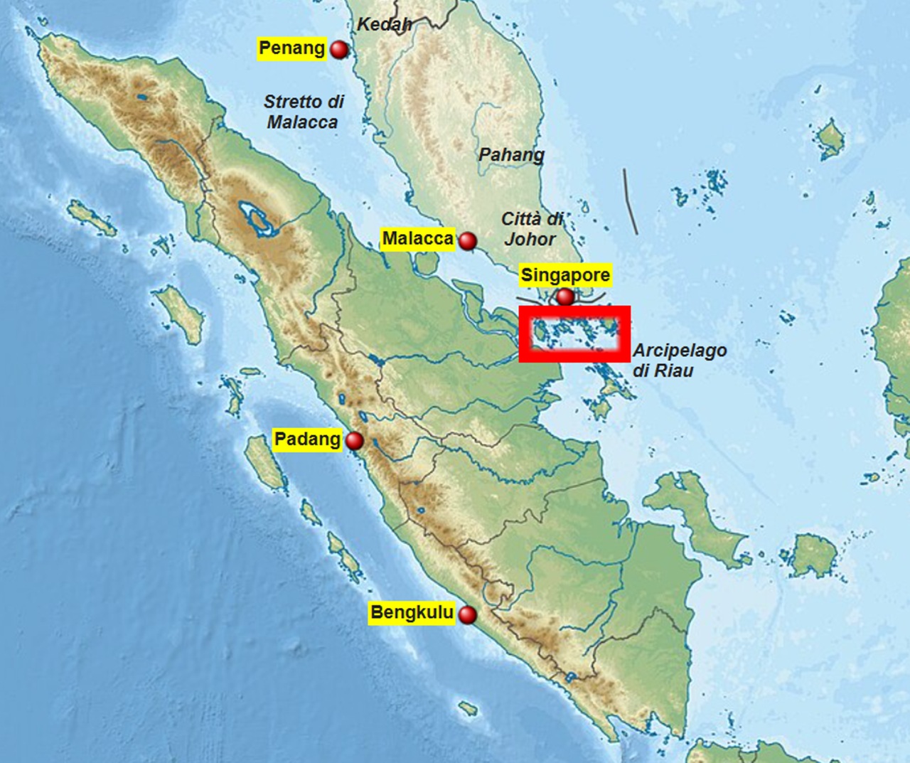 6 febbraio mappa stretto di Malacca