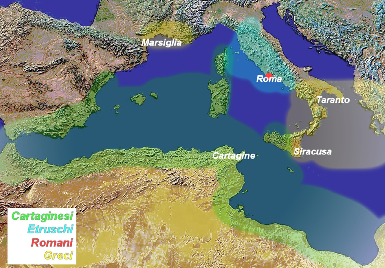 talassocrazia etrusca zone di influenza Mediterraneo VI secolo a.C.