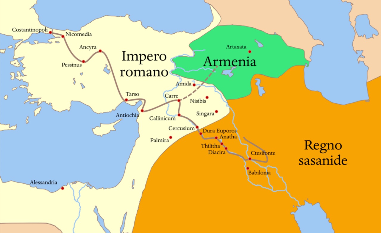 5 marzo mappa campagna sasanide del 363 d.C.