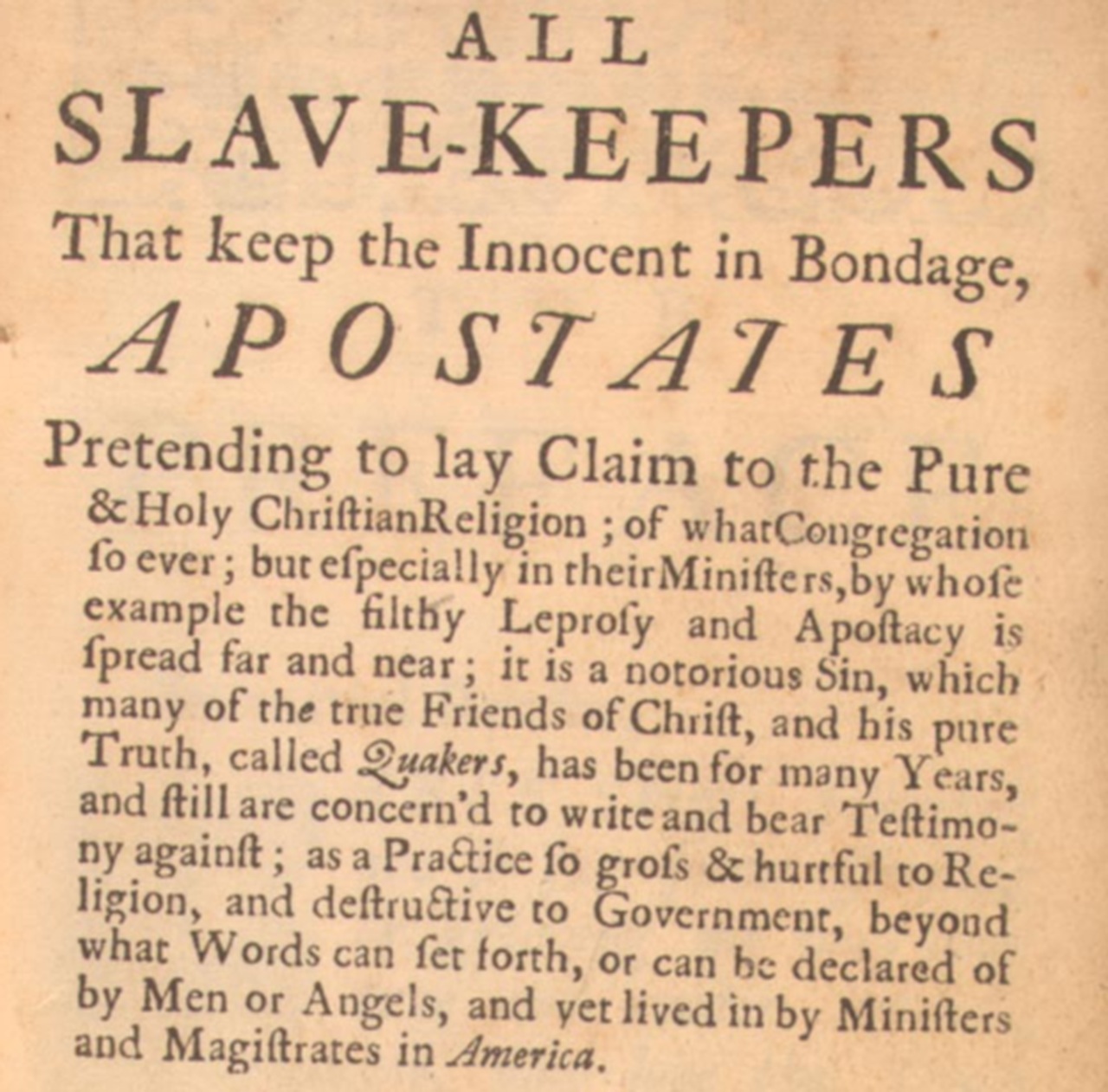 Benjamin Lay All Slave-Keepers That Keep the Innocent in Bondage: Apostates